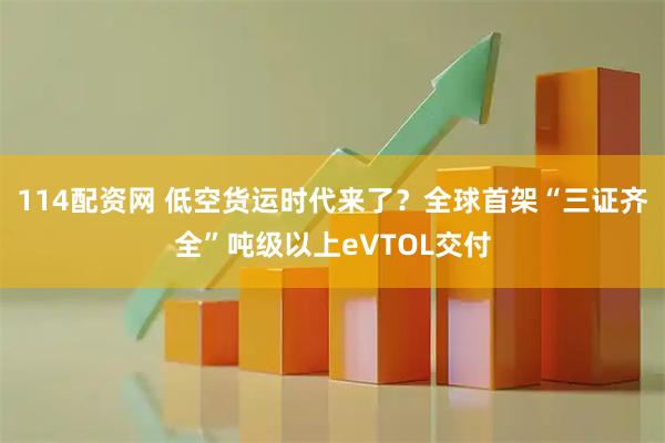 114配资网 低空货运时代来了？全球首架“三证齐全”吨级以上eVTOL交付